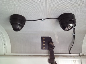 Adult Day Care Shuttle camera onboard video recorder surveillance camera system exposed cables per customer request