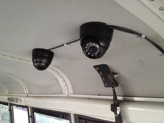 Senior Shuttle camera transportation security camera system cameras roof mount exposed cables per customer request