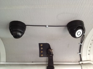Alternative School Bus Security Camera Shuttle Bus surveillance camera system exposed cables per customer request