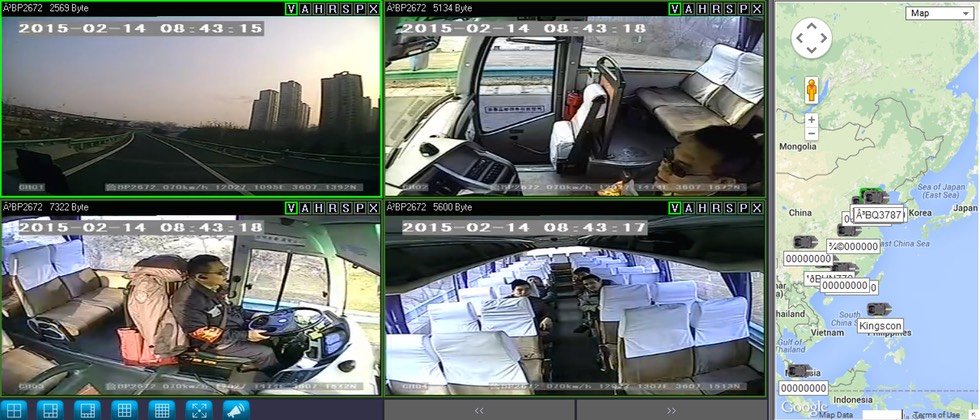 SD4C Live View 3G video streaming public transit bus surveillance camera system Quad view with map 2 copy